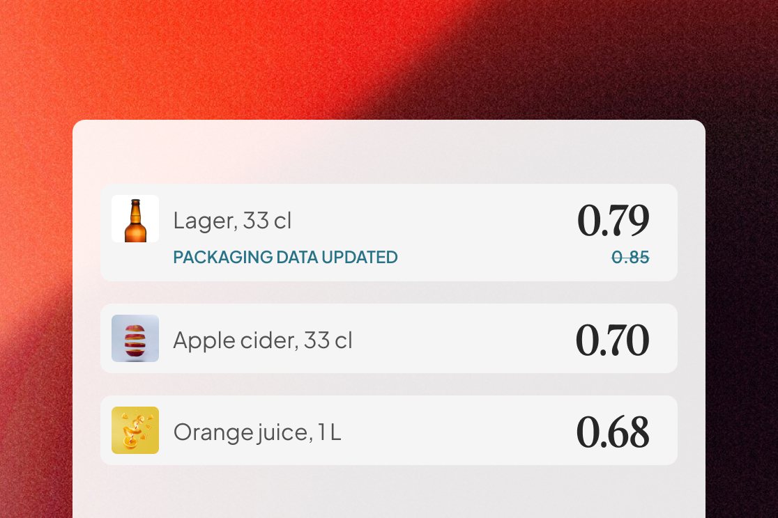 Lager updated from 0.85 to 0.79 after new packaging data from the supplier
