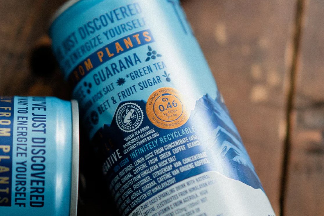 A drinks can carrying a CarbonCloud climate label of 0.46 kg CO₂e