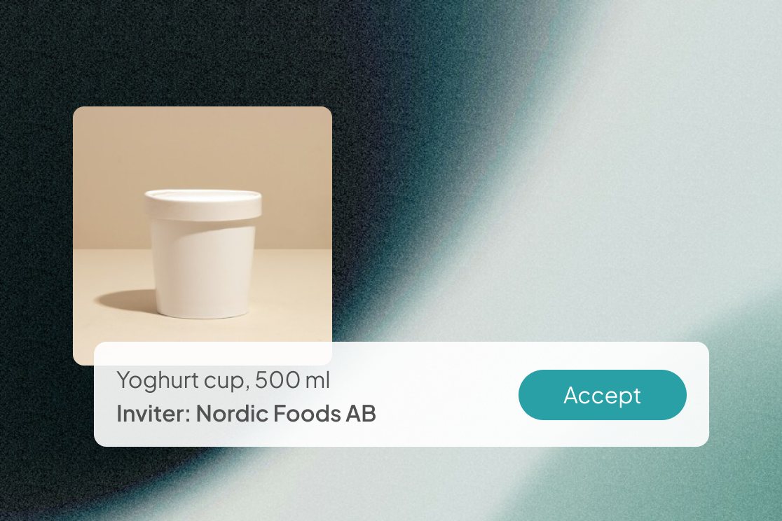 A data request for a yoghurt cup, with an Accept button