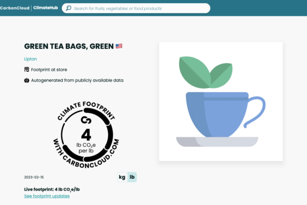 carbon footprint lipton green tea USA